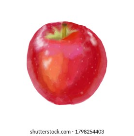 Watercolor apple fruit, summer fruit, delicious watercolor element, vector illustration