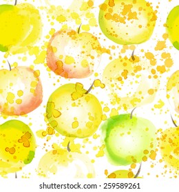 watercolor apple seamless background