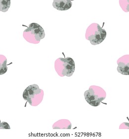 Watercolor apples seamless pattern. Hand drawn illustration. Vector edition.
