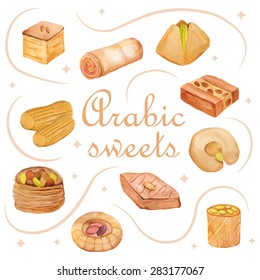 Watercolor arabic sweets