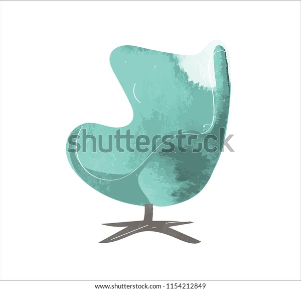Watercolor Armchair Hand Drawn Chair Vector Interiors
