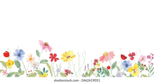 arreglos de acuarela con Pequeña flor. Ilustración botánica estilo minimalista.