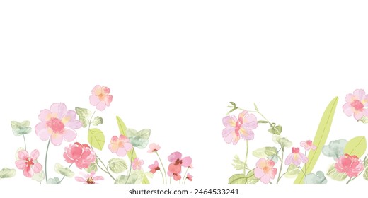 Aquarell-Arrangements mit kleiner Blume. Botanische Illustration minimaler Stil.