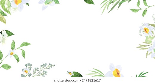 watercolor arrangements with small flower. Botanical illustration minimal style.