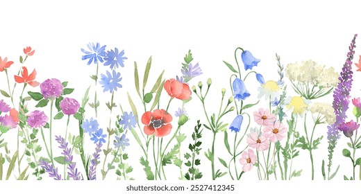 watercolor arrangements with small flower. Botanical illustration minimal style.