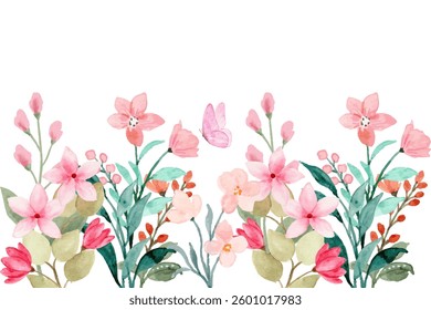 watercolor arrangements with small flower. Botanical illustration minimal style.
