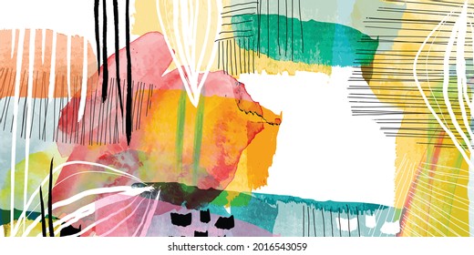 Watercolor art background vector. Abstract watercolor brush painting hand drawn texture design for canvas prints, wallpaper, banner, fabric, wall art for home decoration.