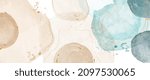 Watercolor art background vector. Wallpaper design with paint brush and gold line art. Earth tone blue, pink, ivory, beige watercolor Illustration for prints, wall art, cover and invitation cards.