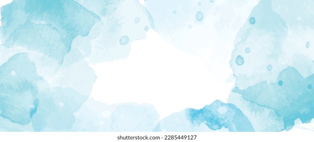 Watercolor art background vector. Wallpaper design with paint brush, blue color, brush stroke, pastel. Abstract illustration for prints, wall art, cover and invitation cards, banner.