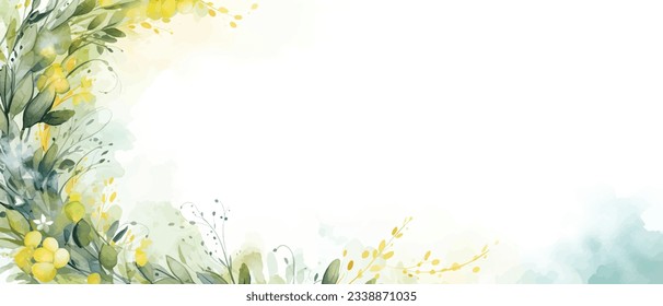 Watercolor art background vector. Wallpaper design with winter flower paint brush line art. Earth tone blue, pink, ivory, beige watercolor Illustration for prints, wall art, cover and invitation.