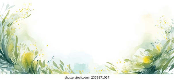 Watercolor art background vector. Wallpaper design with winter flower paint brush line art. Earth tone blue, pink, ivory, beige watercolor Illustration for prints, wall art, cover and invitation.