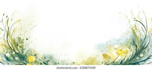 Watercolor art background vector. Wallpaper design with winter flower paint brush line art. Earth tone blue, pink, ivory, beige watercolor Illustration for prints, wall art, cover and invitation.