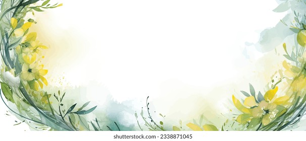 Vector de fondo de arte acuarela. Diseño de fondo de pantalla con pincel de flor de invierno arte de la línea de pincel. Color de la tierra azul, rosa, marfil, color de agua beige Ilustración para impresiones, arte de pared, cubierta e invitación.