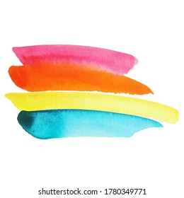 Watercolor art brush painted textured stripes set isolated vector background. Watercolor stroke underline set. Color swatch