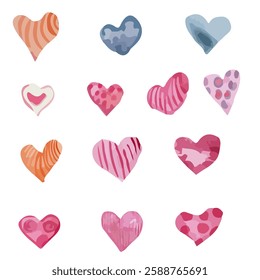 Watercolor Artistic Heart Collection for Valentine Design