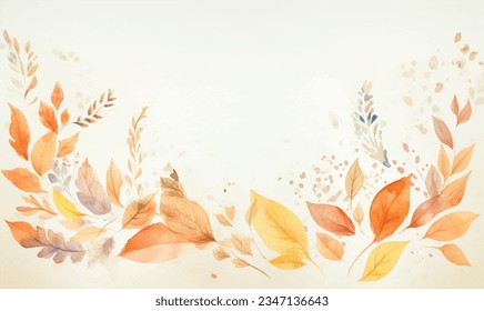 watercolor autumn background, texture, pattern. orange, yellow, red leaves. for design