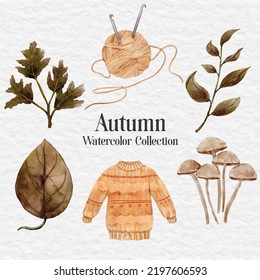 watercolor autumn element clip art sticker illustration