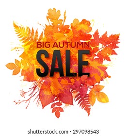 Watercolor autumn foliage vector sale banner