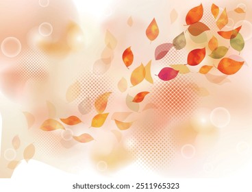 Watercolor Autumn leaves dancing in the wind in many colors