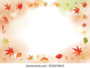 Watercolor Autumn leaves dancing in the wind in many colors