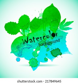 Watercolor autumn leaves vector background. Summer banner