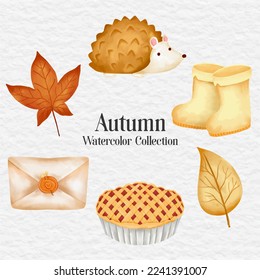 watercolor autumn set element clip art sticker collection