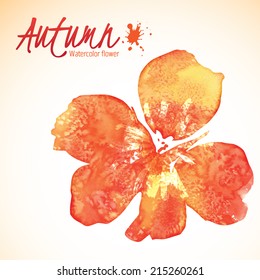 Watercolor Autumn vector background with flower