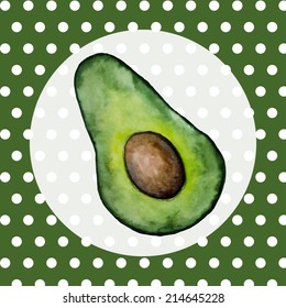 Watercolor avocado