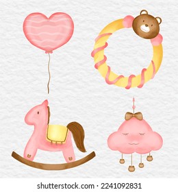 watercolor baby kids toy element collection set