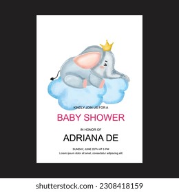 watercolor baby shower invitation. vector illustration design