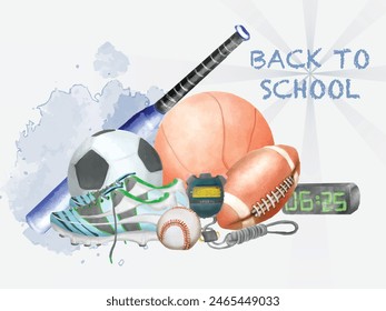 Watercolor back to school background