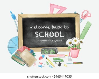 Watercolor back to school background