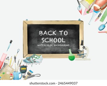 Watercolor back to school background