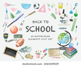 Watercolor back to school background