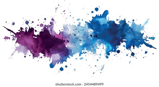 watercolor background abstract with splashes, blue violet	
