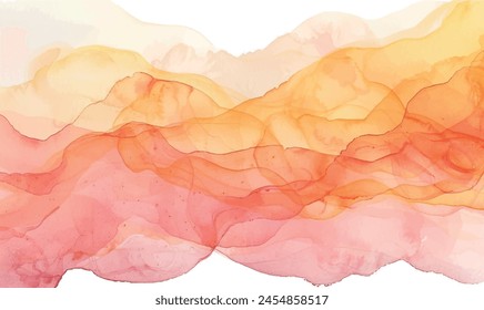 watercolor background abstract with splashes, orange pink	
