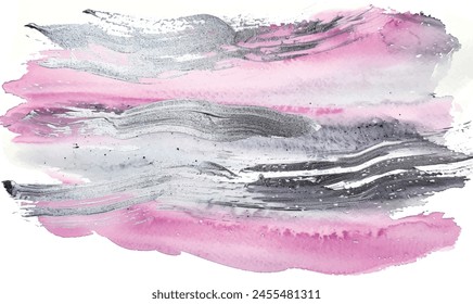 	
watercolor background abstract with splashes, pink silver	
