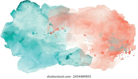 watercolor background abstract with splashes, turquoise pink	
