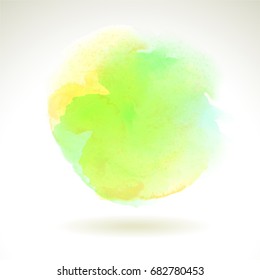 Watercolor background. Apple green spot. Vector illustration.