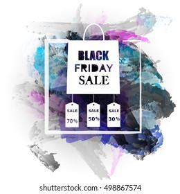 Watercolor background. Black friday sale.