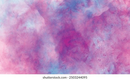 Arrière-plan à l'aquarelle en bleu, blanc, rose et violet, avec texture nuageuse déprimée. 