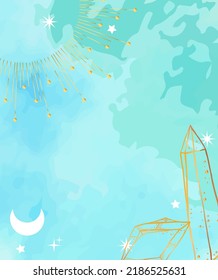 Watercolor background in bohemian style. Template for invitations, cards, banners	