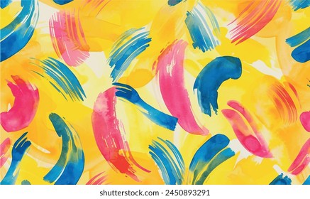  watercolor background brush strokes blue red on yellow