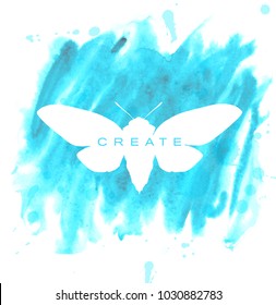 watercolor background with butterfly