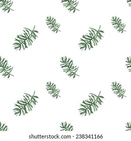 Watercolor Background Is A Christmas Theme. Sprig Of Pine. Vector Texture