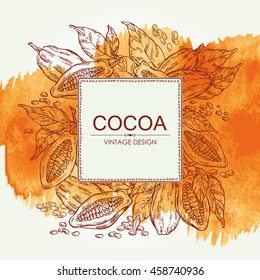 Watercolor background with cocoa , hand drawn