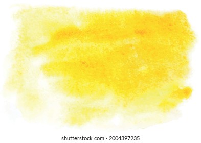 Aquarell, Hintergrund. Farbiger Fleck einzeln auf weißem Hintergrund. Aquarelle gelber Fleck. Abstrakte Splash für Banner, Hochzeitseinladung, Dekoration, Postkarte, Flyer, Design-Element, Plakat