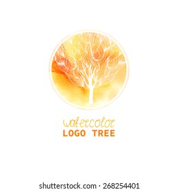 Watercolor background deciduous tree, texture. Can be used for your cosmetic business