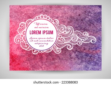 Watercolor background with decorative elements and place for your text. Vector illustration.