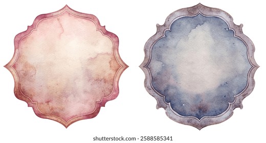 Watercolor background design, vintage frame style, soft color palette, elegant texture, artistic decoration purpose.